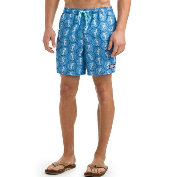 Vineyard Vines Blue Swim Trunks With Draw String